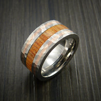 Osage Orange Wood and Titanium Ring with Inlaid Rose Gold Band Custom Made