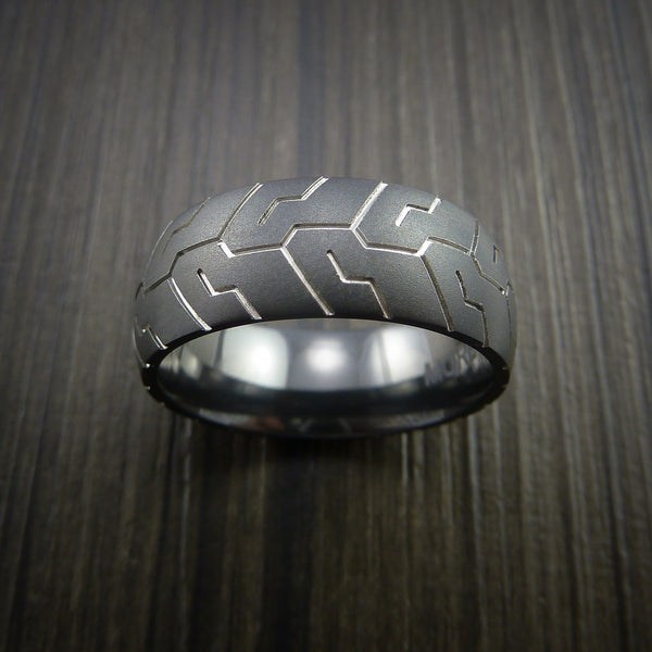 Black Titanium or Black Zirconium Custom Men's Ring with Tire