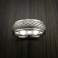 Cobalt Chrome Celtic Band Irish Knot Ring Carved Pattern Design