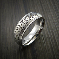 Cobalt Chrome Celtic Band Irish Knot Ring Carved Pattern Design