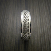 Cobalt Chrome Celtic Band Irish Knot Ring Carved Pattern Design