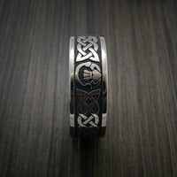 Titanium Celtic Irish Claddagh Ring Carved Hands Clasping Heart Band