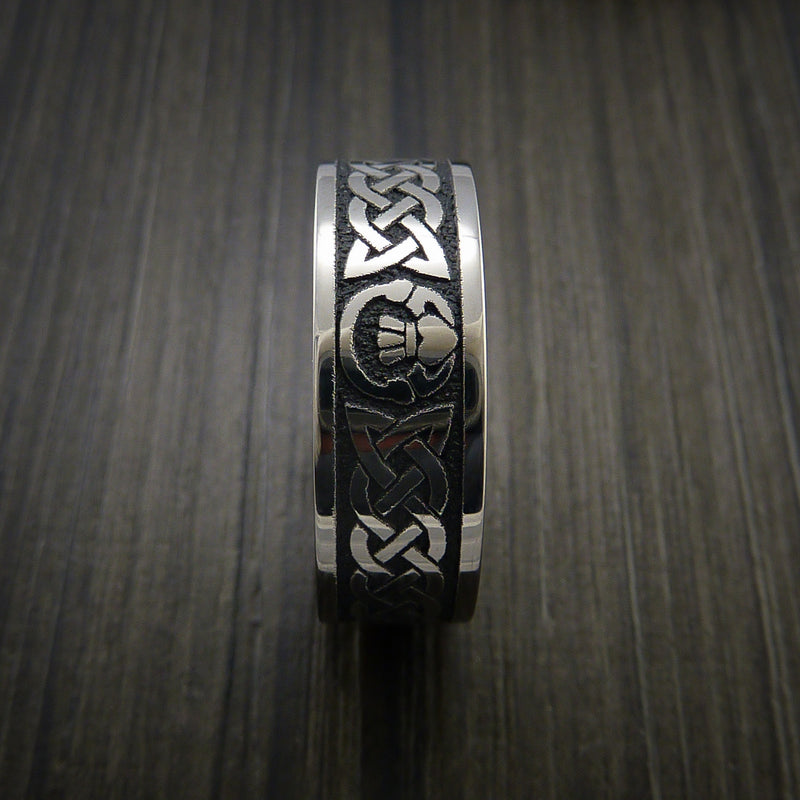 Titanium Celtic Irish Claddagh Ring Carved Hands Clasping Heart Band