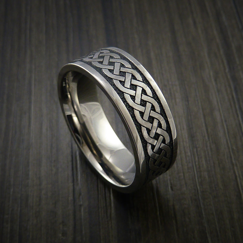 Titanium Celtic Irish Knot Ring Carved Band