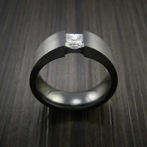 Handmade Polished Black Zirconium Tension Ring with Princess Cut Stone –  ATDesignStudio
