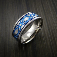 Titanium Celtic Band Wedding Ring Custom Anodized Color Inlay
