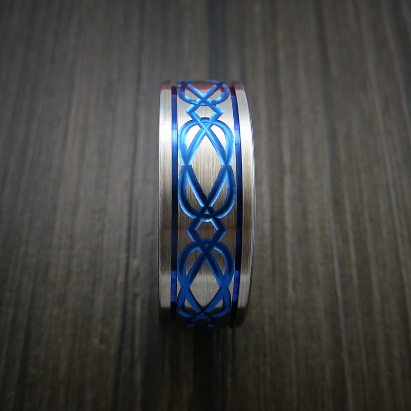 Titanium Celtic Band Wedding Ring Custom Anodized Color Inlay