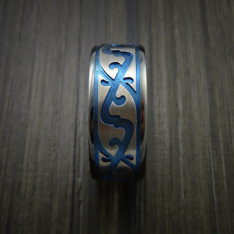 Black Zirconium Celtic Irish Knot Ring Carved Pattern Design Band Any Size