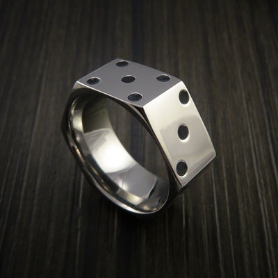 Cobalt Chrome Dice Ring High Roller Gambler Inspired Ring