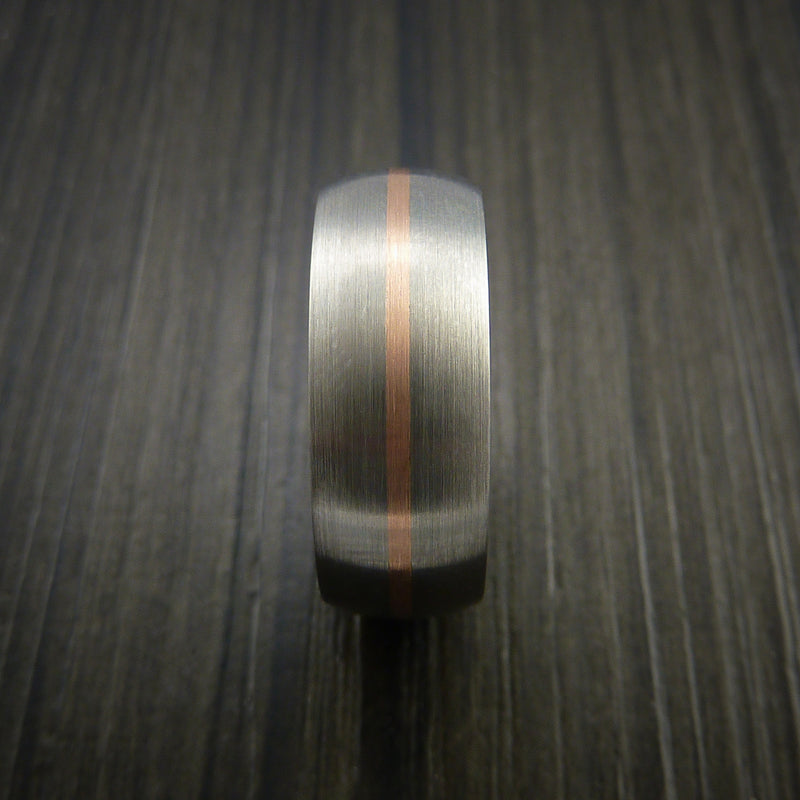 Rose Gold and Titanium Ring with Anodized Center Custom Made Band