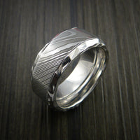 Damascus Steel in Cobalt Chrome Wedding Band Custom Made