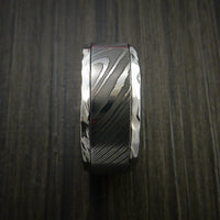 Damascus Steel in Cobalt Chrome Wedding Band Custom Made