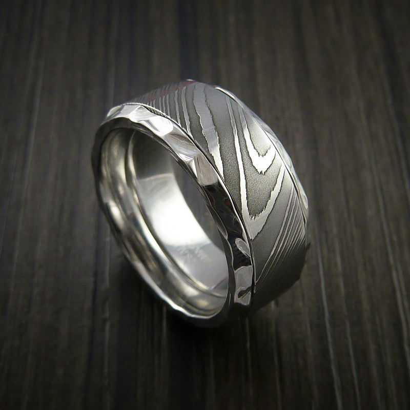Damascus Steel in Cobalt Chrome Wedding Band Custom Made
