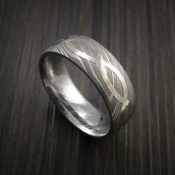 Damascus Steel 14K White Gold Celtic Knot Ring Infinity Design Wedding Band