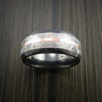 Gibeon Meteorite in Black Titanium Band with 14K Rose Gold Ring