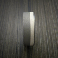 Titanium Ring with Silver Inlay Wedding Band Anodized Blue Inside Made to Any Size