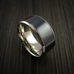 14K White Gold and Black Zirconium Wedding Band