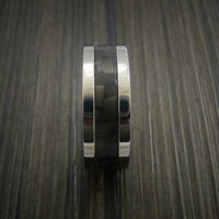 Titanium Ring with Carbon Fiber Inlay with Weave Pattern and Anodized Interior
