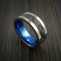 Titanium Ring with Carbon Fiber Inlay with Weave Pattern and Anodized Interior