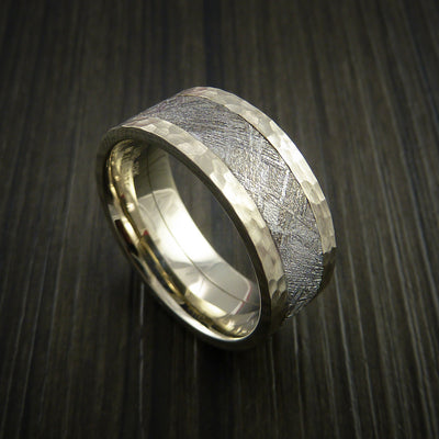 Gibeon Meteorite in 14K White Gold Wedding Band