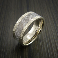 Gibeon Meteorite in 14K White Gold Wedding Band