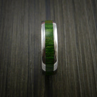 Damascus Steel Ring Inlaid with Jade Hard Wood Custom Made