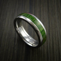 Damascus Steel Ring Inlaid with Jade Hard Wood Custom Made