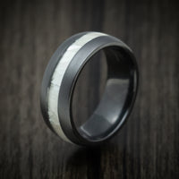 Black Zirconium Men's Ring with White Mother of Pearl Inlay Custom Made Band
