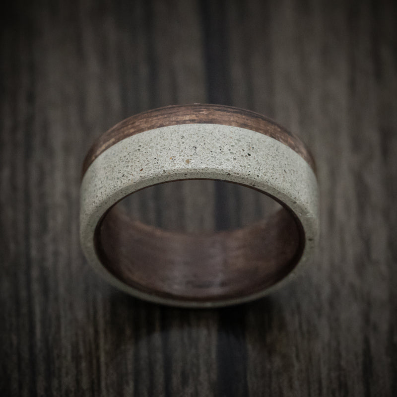 Concrete and Wenge Wood Men's Ring Custom Made Band
