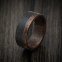 Black Concrete and Wenge Wood Men's Ring Custom Made Band