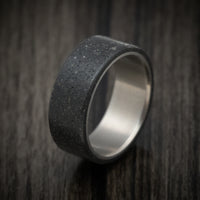 Black Concrete Men's Ring with Titanium Sleeve Custom Made Band