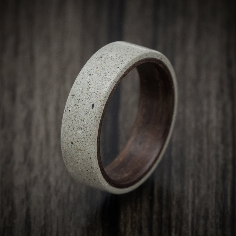 Concrete Men's Ring with Wenge Wood Sleeve Custom Made Band