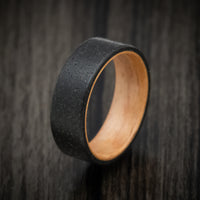 Black Concrete Men's Ring with Oak Wood Sleeve Custom Made Band