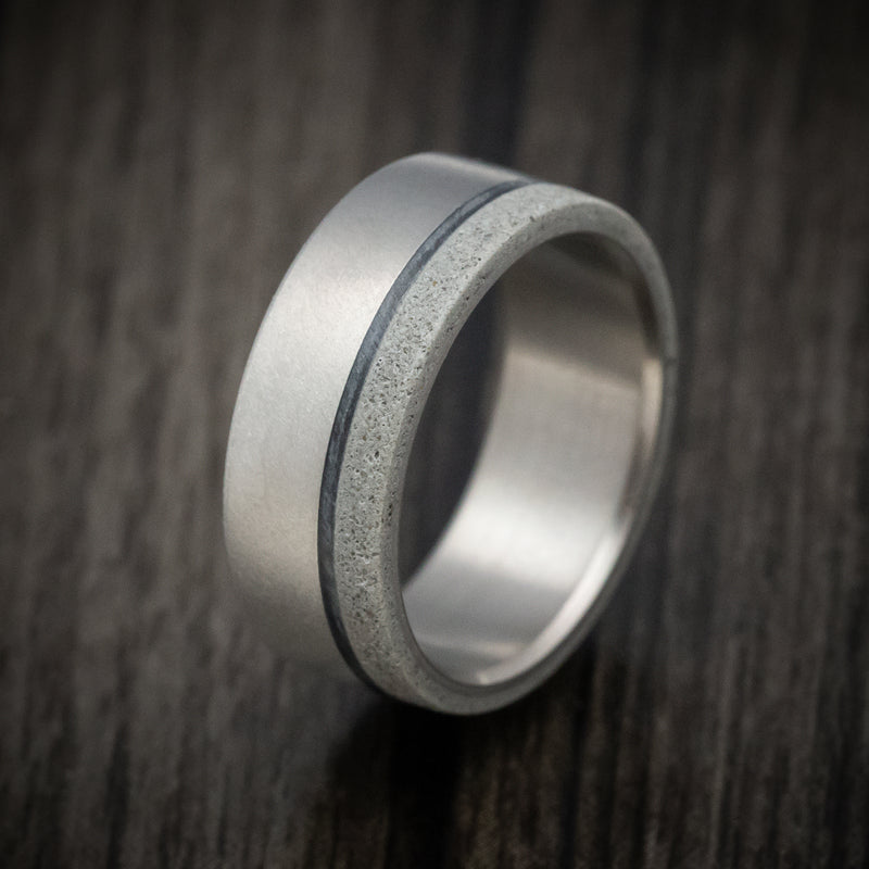 Titanium Men's Ring with Concrete and Carbon Fiber Custom Made Band
