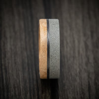 Eucalyptus Wood Men's Ring with Concrete and Carbon Fiber Custom Made Band