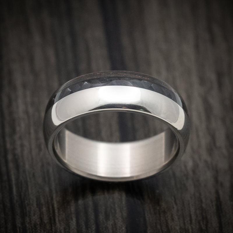 Titanium Men's Ring with Carbon Fiber and Wenge Wood Custom Made Band