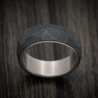 Hammered Black Concrete and Titanium Men's Ring Custom Made Band