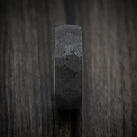 Hammered Black Concrete and Titanium Men's Ring Custom Made Band
