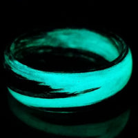 Carbon Fiber Men's Ring with Teal Glow Marbled Design