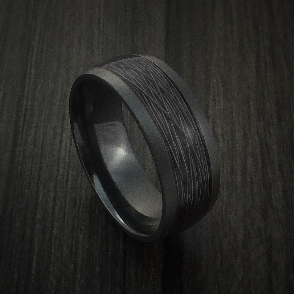 Black Zirconium and Wire Men's Ring Custom Made Choose your Color 