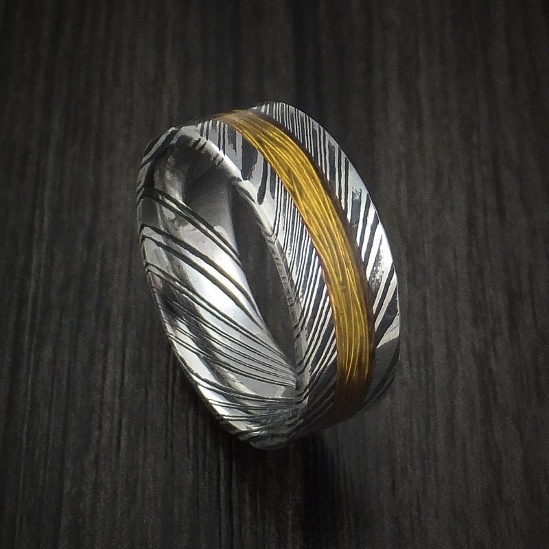 Kuro Damascus Steel and Wire Ring Custom Made Choose Your Color